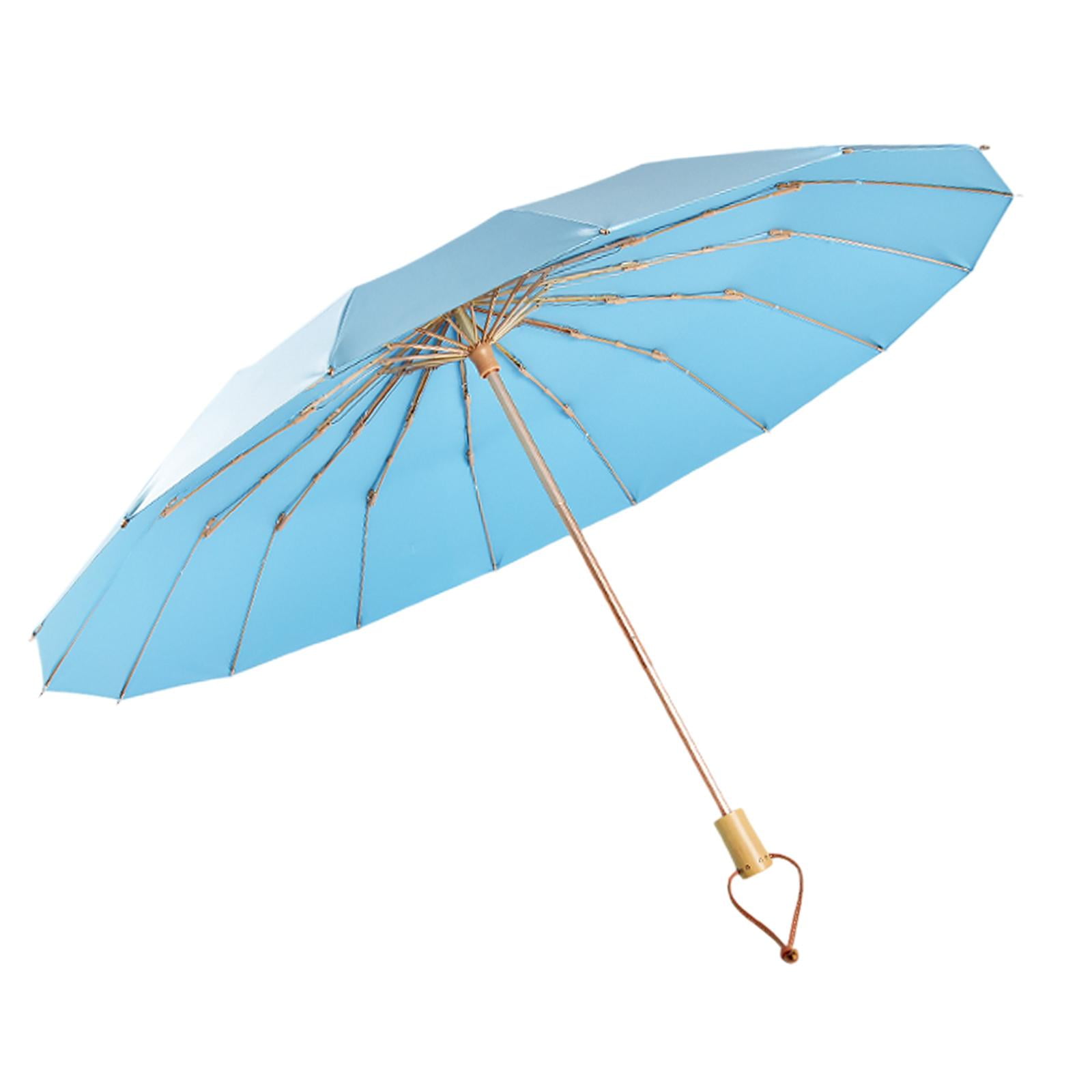 Folding Umbrella Mini Lightweight Sun Rain Umbrella for Hiking Camping Trips blue