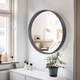 "WallBeyond 24"" Round Bathroom Vanity Mirror, Gray Wood Frame, Home ...