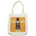 thumbnail image 1 of Vintage Tote Bag, Get in Shape with a Male Human Body with Muscles Bodybuilding Comic Design Image Print, Cloth Linen Reusable Bag for Shopping Books Beach and More, 16.5" X 14", Cream, by Ambesonne, 1 of 2