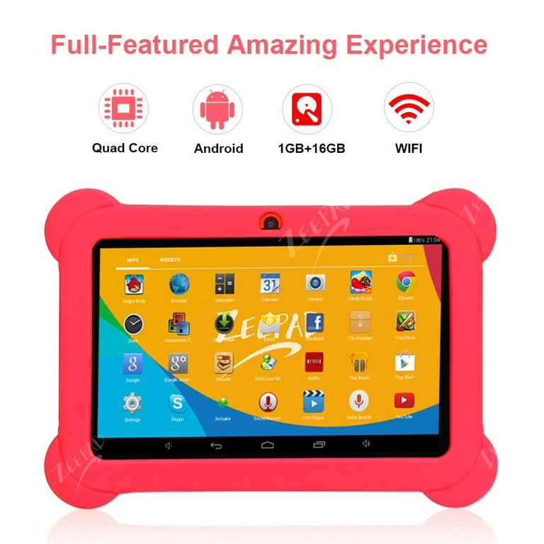 7inch Kids Android Tablet 16GB Hard Drive 1GB RAM Wi-Fi Camera Bluetooth  Play Store Apps Games with Gel Case 