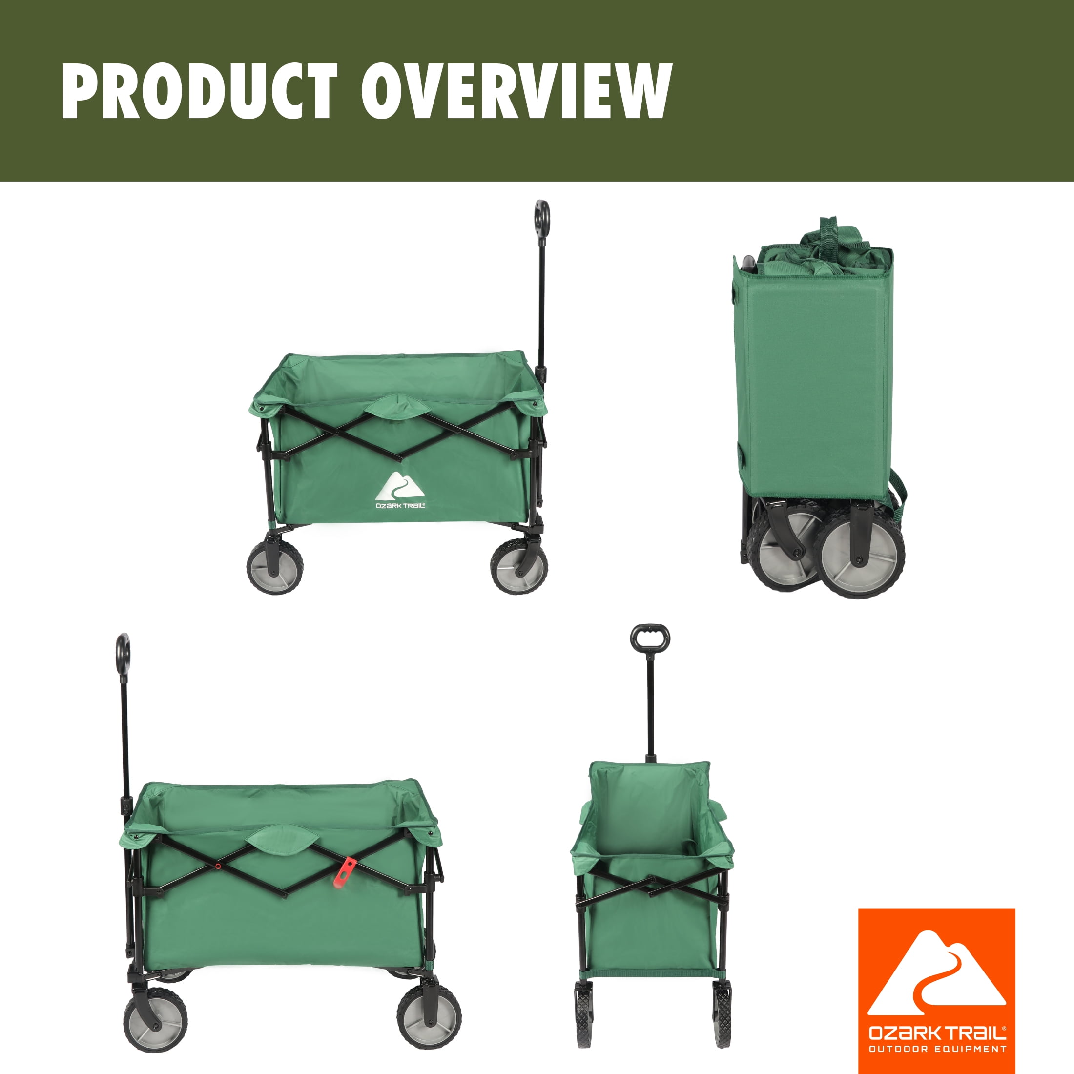 Ozark Trail Multi-Purpose Big Bucket Cart, Green Wagon