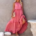 thumbnail image 4 of Vestido 2023 nueva ropa de verano para mujer, nuevo temperamento, borde de hongo, falda de pastel en capas, falda larga para fregar, falda de pastel, falda de vestir Ygjytge para Mujer Rosa T XL, 4 of 7