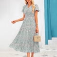 thumbnail image 6 of Vmvidoty Women's Floral Maxi Dress 2026 Spring Short Sleeve V Neck A Line Long Flowy Spring Party Boho Dresses White L, 6 of 9