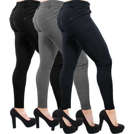 Enimay Women's Colored Jean Look Jeggings Tights Spandex Leggings Yoga Pants Black Grey Navy (Best Looking Yoga Pants)