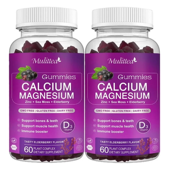 (2 Pack)Calcium Magnesium Zinc Gummies, Supplement for Bone, Muscles, Mood & Sleep Support,120 Count