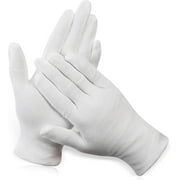 Paxcoo 12 Pairs XL White Cotton Gloves for Dry Hand Moisturizing Cosmetic Eczema Hand Spa and Coin Jewelry Inspection