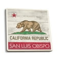 thumbnail image 1 of San Luis Obispo, California, Rustic California State Flag (Absorbent Ceramic Coasters Set of 4 Matching Images, Cork Back, Kitchen Table Decor), 1 of 3