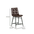 thumbnail image 5 of Benjara Button Tufted Fabric Counter Stool with Bucket Seating, Set of 2, Brown, 5 of 5