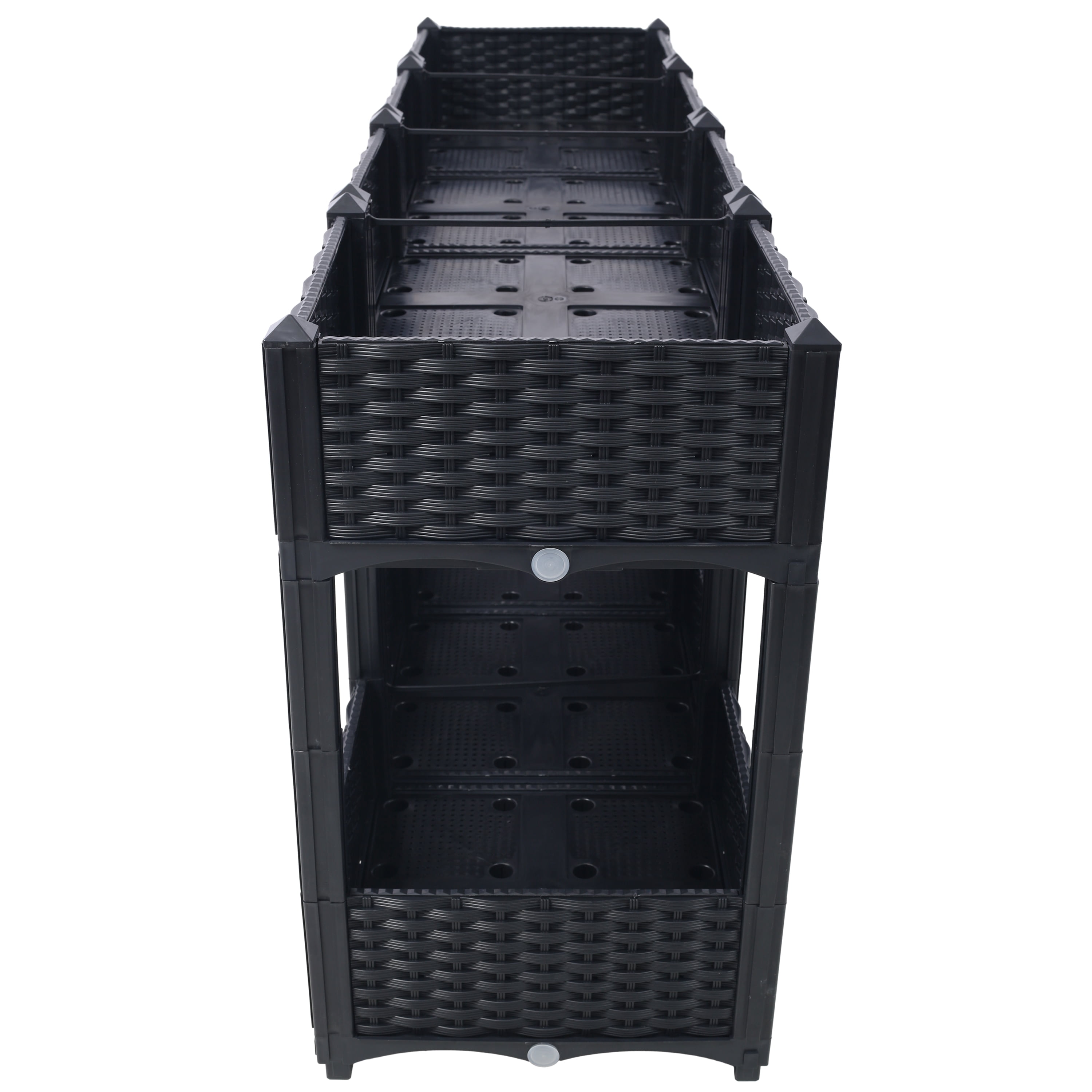 AsterOutdoor Planter Raised Beds, Elevated Garden Box , Polypropylene Rattan Pattern with Drainage Plug