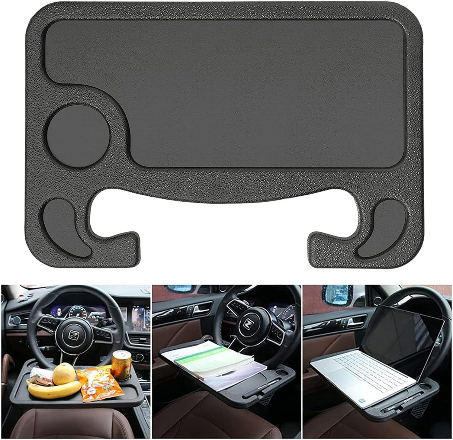 Car Steering Wheel Tray, 2 in 1 Black Car Desk for Laptop, Tablet, iPad Or Notebook,Car Must Haves Accessories