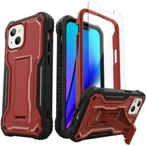 ExoGuard For iPhone 13 Mini Case, Phone Case with Screen Protector and Kickstand (Red)