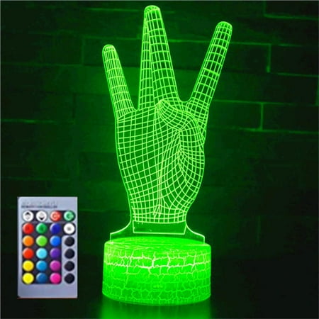 

YSTIAN 3D Rock Hand Night Light Lamp Illusion Night Light 16 Color Changing Table Desk Decoration Lamps Gift with Acrylic Flat ABS Base USB Cable Toy