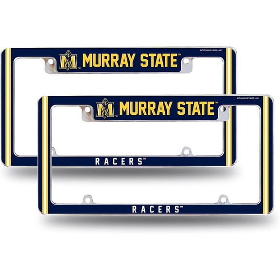 Murray State NCAA Racers (Set of 2) Chrome Metal License Plate Frames with Bold Full Frame Design