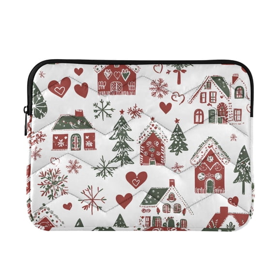 FORMRS 13"-13.3" Laptop Sleeve Protective Case Soft Carrying Quilted Computer Bag Cover, Red Nordic Christmas