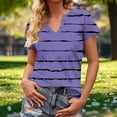 thumbnail image 1 of TaTaai Ladies Casual V-Neck T-Shirt Spring Summer Cotton Relaxed Fit Short Sleeve Button Placket Random Allover Print Daily Wear Fashion Streetwear Women Breathable Top Gift, 1 of 6