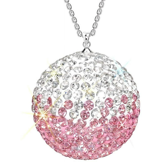 Adorno para espejo retrovisor del coche, colgante de bola de la suerte, colgante de cristal de Navidad, accesorios ostentosos para coche para mujer, abalorio de diamantes de imitación, decoración