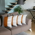 thumbnail image 3 of Boho Set of 4 Handcrafted Decorative Throw Pillow Cover Vegan Faux Leather Geometric 17" x 17" Brown & Ivory Square for Couch, Bedding, 3 of 3
