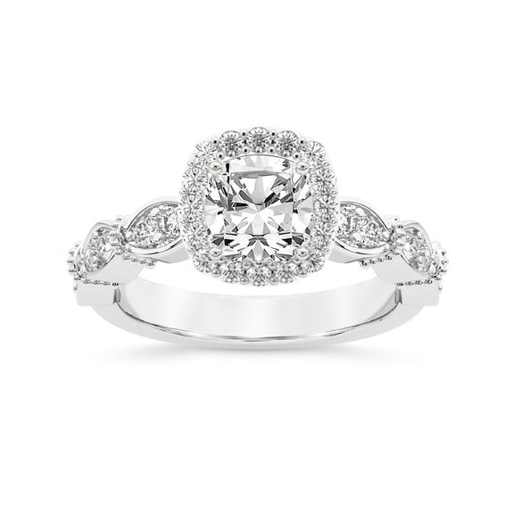 IGI Certified 2 Carat Cushion Shape Lab Grown Diamond Engagement Ring | 14K White Gold |Micaela Halo Diamond Ring | FG-VS1-VS2 Quality Friendly Diamonds