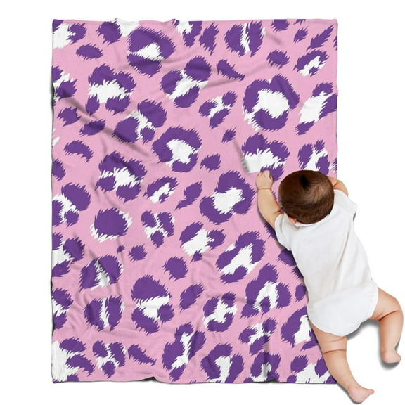 Pink and Purple Of Leopard Print Blanket,Comfortable Soft Flannel Throw Blanket,All Season,Warm Lightweight Blankets for Sofa Bed Couch Living Room Chair,30"x40"