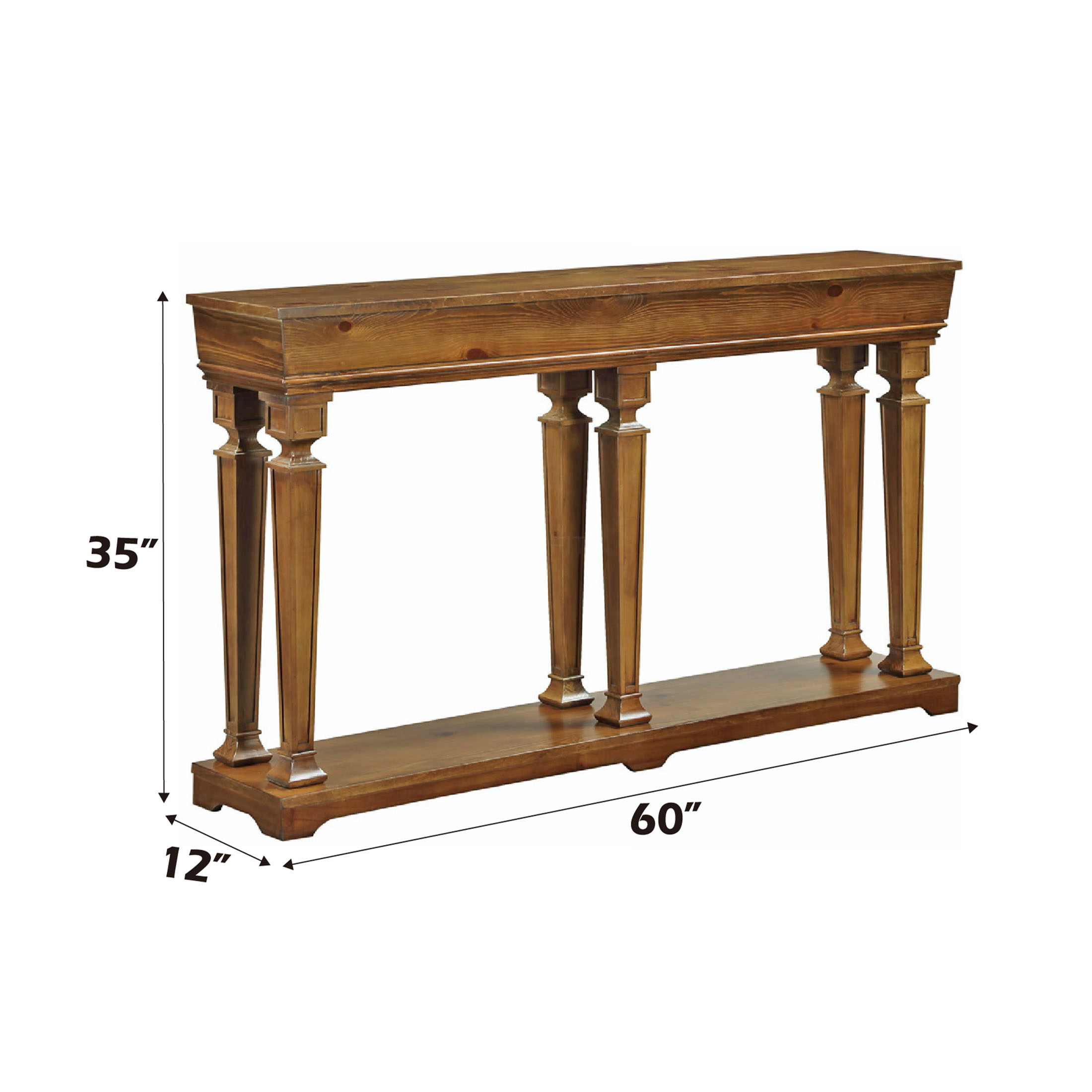 JERFIT Modern Oak Finish Console Table with Shelf, Sofa Table for Living Room, Entryway Hallway, Farmhouse & Contemporary Design
