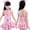 Pink, variant on CCRFTGI Girls Swimsuit One Piece Swimsuit for Toddler Girls Multicolored Plaid Cute Swim Dress Teen Kids Cap Sleeve Ruffled Bathing Suits Hot Pink 11-12 Years