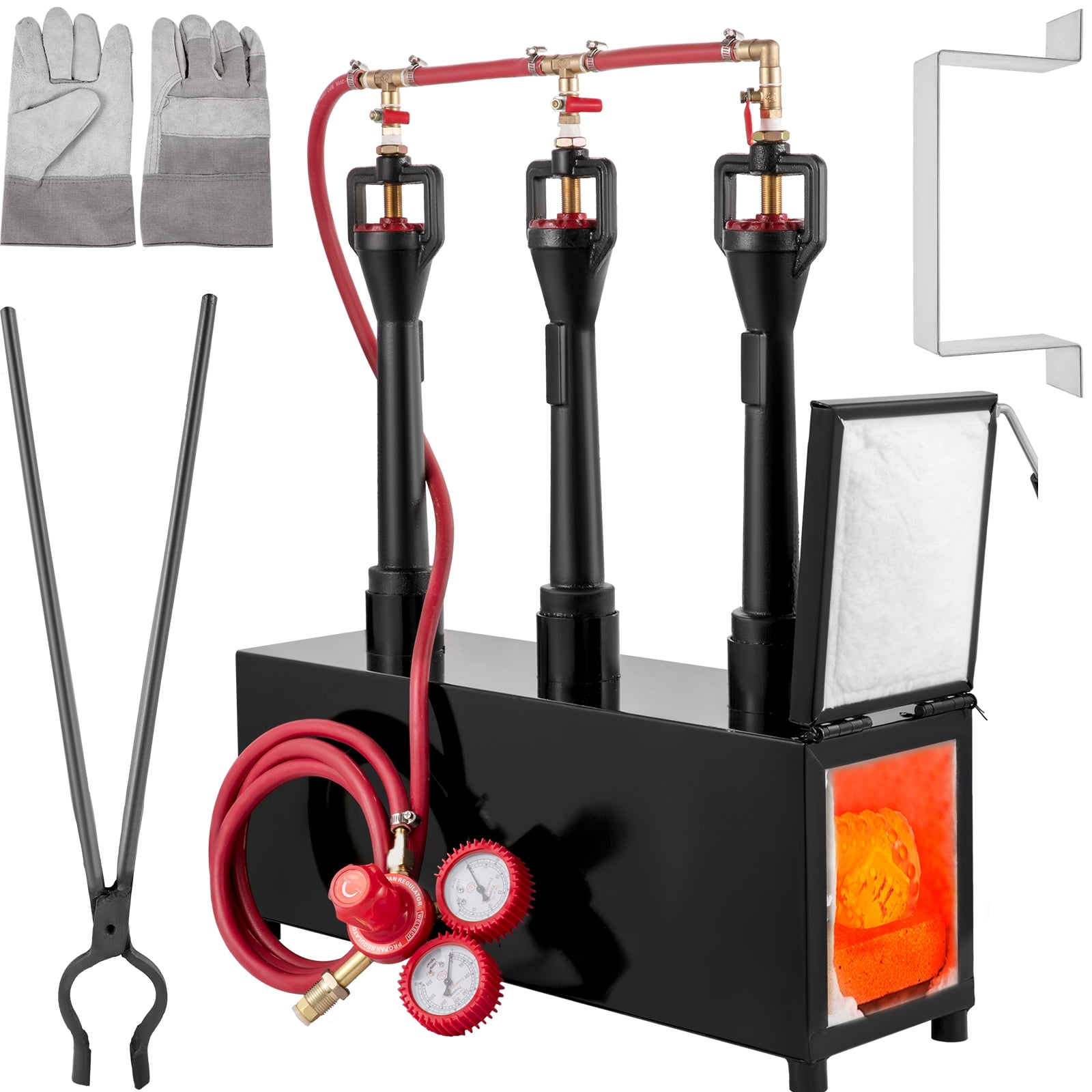 VEVOR Propane Forge with Three Burners, Blacksmithing Forge with Single ...