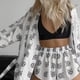 thumbnail image 4 of Pijama Holgado con Estampado para Mujer, Informal, con Cordones, de Larga y Pantalones Cortos de Cintura Alta, para el Hogar. M, 4 of 7