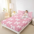 thumbnail image 4 of Homewish Cute Graffiti Bowknot Twin Sheet Sets, Kawaii Love Heart Twin Fitted Sheet, Teens Kids Girls Women Flat Sheet, Luxury Bedroom Decor, 3-Piece, 4 of 7