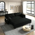 thumbnail image 3 of 63.8" Queen Size Sofa Bed,Folding Sofa & Couch Beds with Side Storage,Multi-Functional Velvet Loveseat Pull Out Bed for Living Room Apartment Office,3-in-1 Convertible Sleeper Sofa Bed,Black, 3 of 7