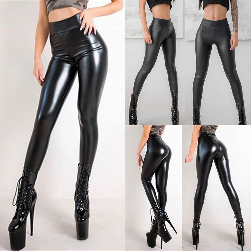 Buy Women's Faux Leather Pants High Waisted Pu Leggings Stretchy Black  Tights Online at desertcartSeychelles