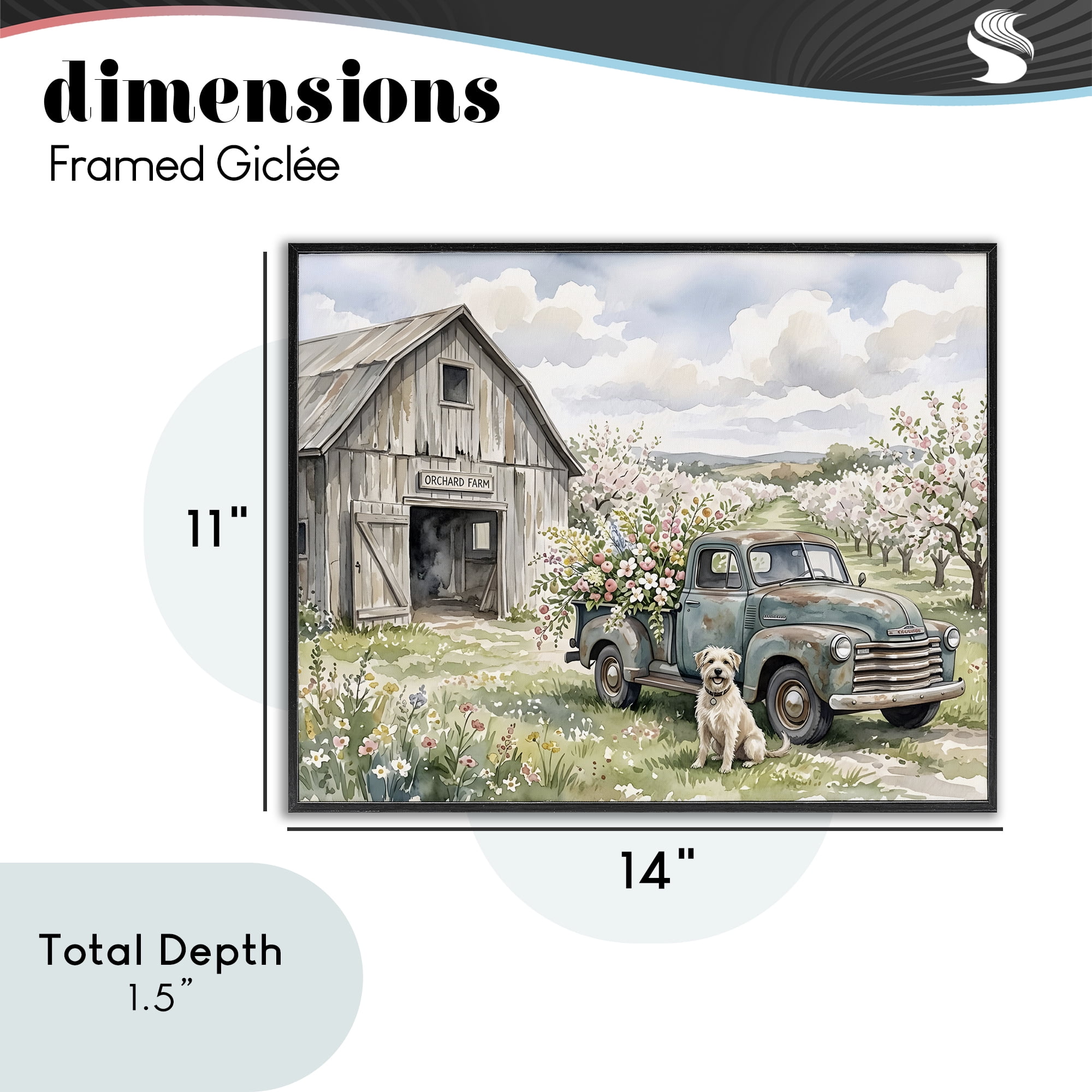 Stupell Industries Spring Orchard and Truck Black Framed Giclee Art, design by Tabz Jones