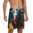 thumbnail image 2 of Kdxio Surrealist Goat Print Mens Sleep Shorts Bottoms Soft Comfy Pajama Wear Pants with Drawstring Pockets, 2 of 5