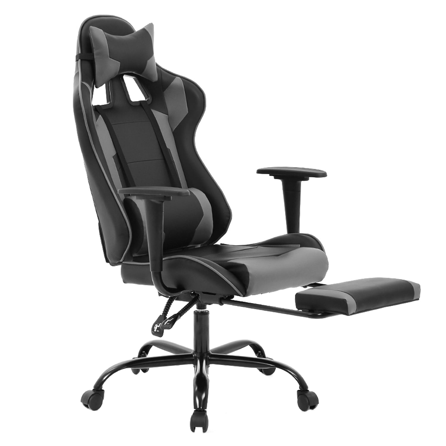 Grey Hironpal Gaming Racing Chair Office Computer Chair PU Leather Executive Ergonomic Adjustable Swivel Chair 