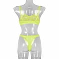 thumbnail image 3 of Encaje sexy conjunto de ropa interior sujetador ropa interior regalo para mujer, verde fluorescente, L 2 piezas Inevent XX000054-45, 3 of 7