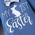 thumbnail image 2 of Fainosmny My First Easter Baby Boy Outfit Bunny Letter Print Long Sleeve Romper Suspender Pants Overalls Hat Clothes Set Girls Outfits&Set Sky Blue 0-3 Months, 2 of 8