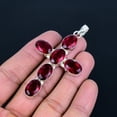 thumbnail image 3 of Mozambique Garnet 925 Sterling Silver Gemstone Oval Cross Pendant 3.2" VJ 319, 3 of 5