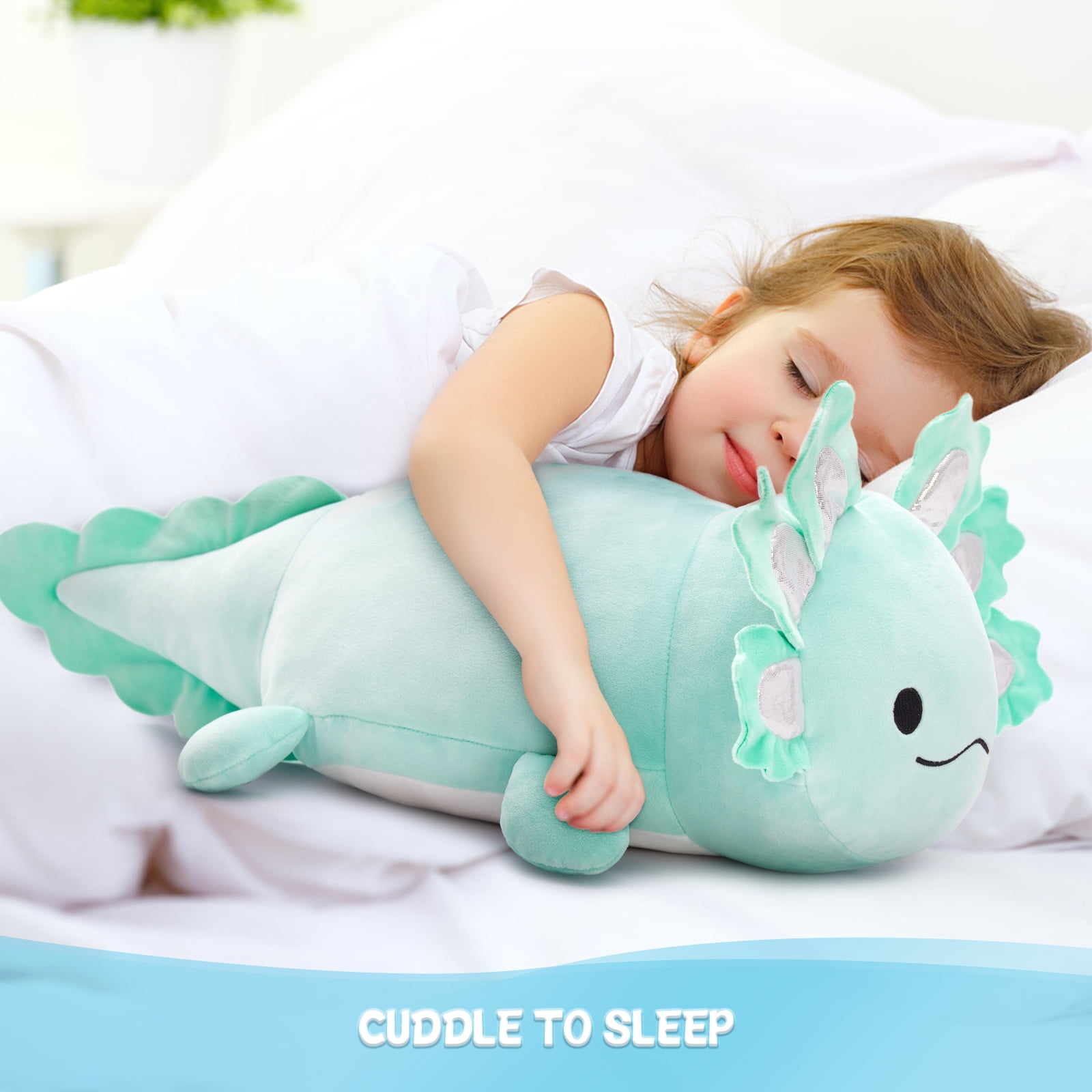 MaoGoLan 23.5" Giant Axolotl Stuffed Animals with 3 Babies Inside Large Axolotl Plush Toy