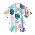 thumbnail image 5 of Mens Hawaiian Shirt Short Sleeve Summer Casual Tropical Print Button Down Shirts for Men Fashion Holiday Beach Shirts White 2XL, 5 of 6