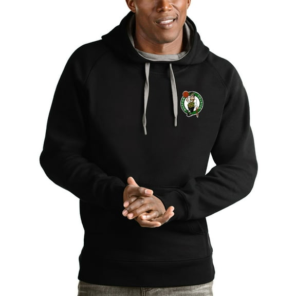 Men's Antigua Black Boston Celtics Victory Pullover Hoodie
