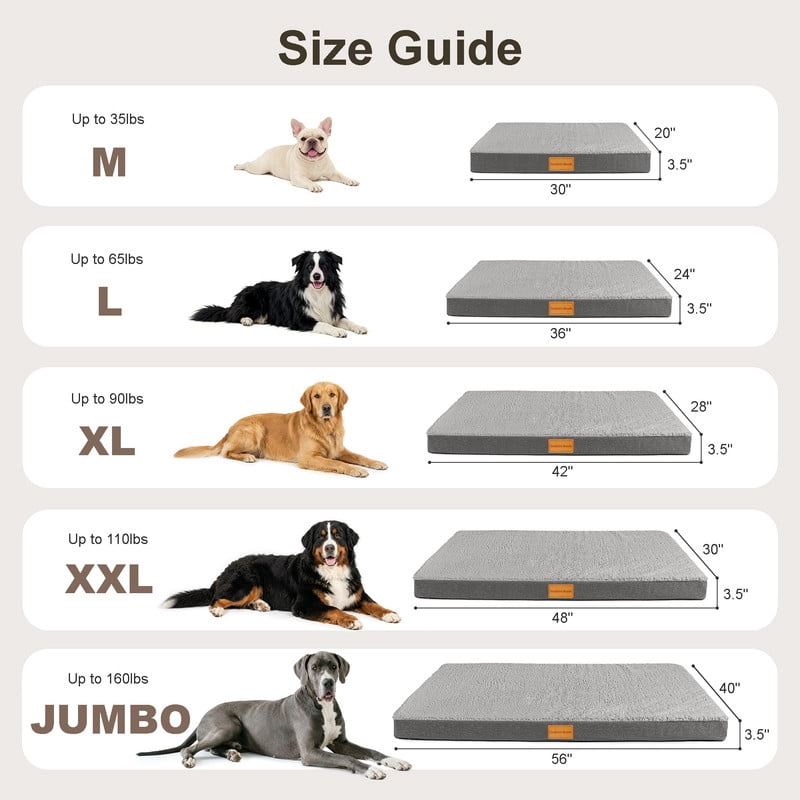 Exclusivo Mezcla Medium Dog Bed with Removable and Washable Cover, Orthopedic Pet Bed for Crates, Non-Slip Bottom and Waterproof Liner, 36"×24", Grey