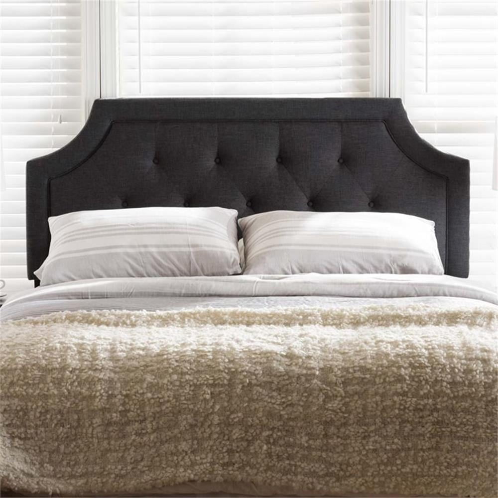 Bowery Hill Contemporary Fabric Tufted Full Headboard in Dark Gray