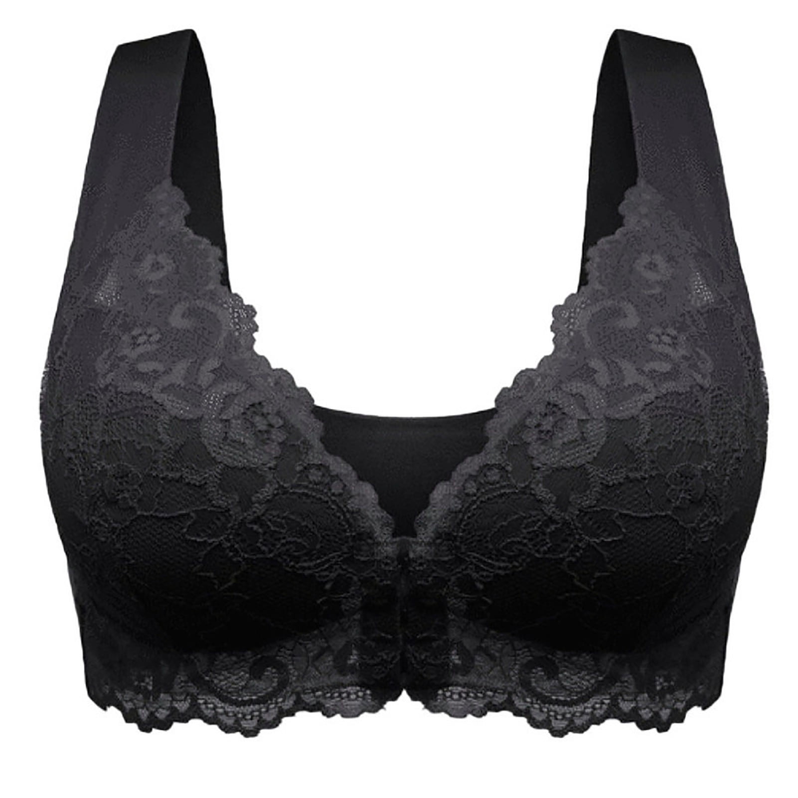 Grofry Women Adjustable Front Open Solid Color Lace Bra Camisole