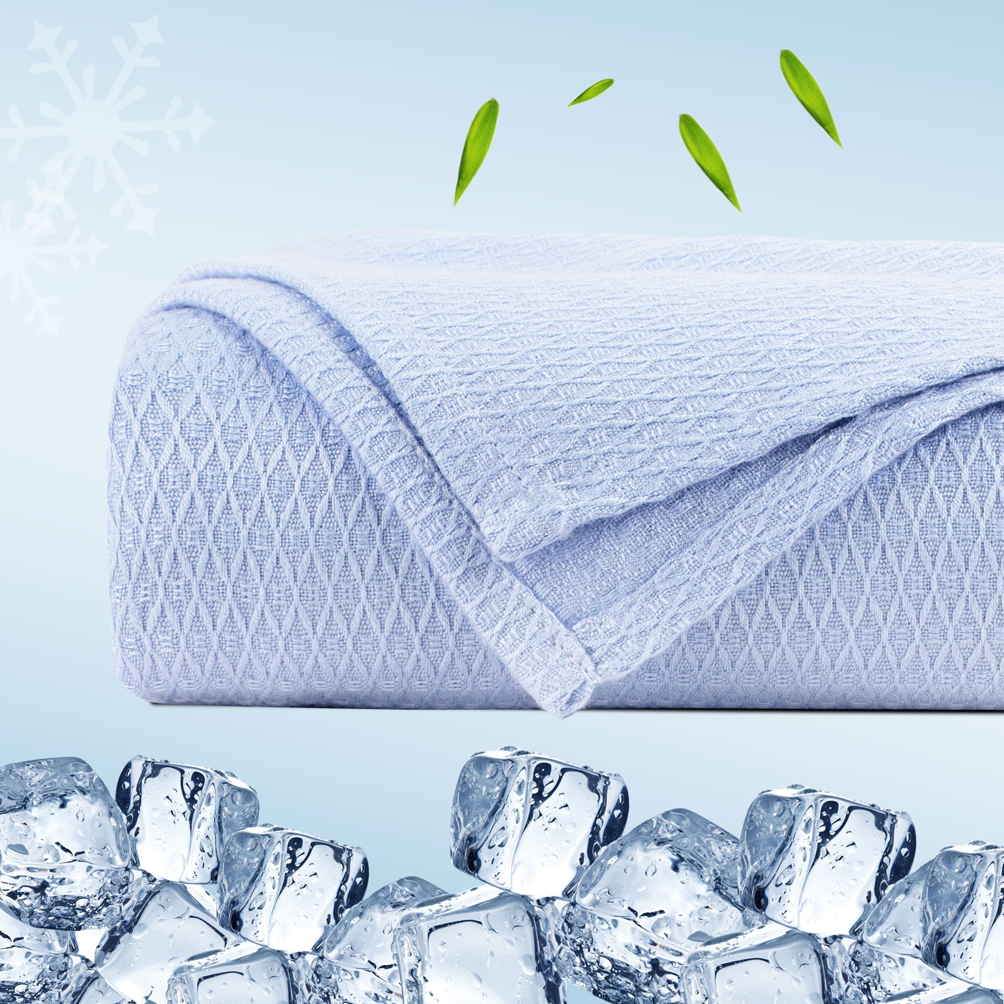 REGALWOVEN Bamboo Viscose Cooling Blanket All Seasons Breathable for Hot Sleepers for Bed, Sofa King Light Blue