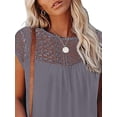 thumbnail image 3 of DYMADE Women Basic Raglan Sleeve Lace Summer Round Neck T-Shirt, 3 of 4