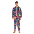 thumbnail image 3 of FORMRS Onesies Pajama for Adults Unisex Hoodie Winter Jumpsuit One Piece Sleepwear, Sizes S-2XL, Colorful Art Leaves Pattern, 3 of 7