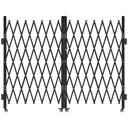 VEVOR Double Folding Security Gate, Lockable Scissor Gate with 360° Swivel Casters, Outdoor Barricade Steel Retractable Gates, for Entry Security, Garage, Warehouse & Pool, 129.92 x 63.19 in (W x H)