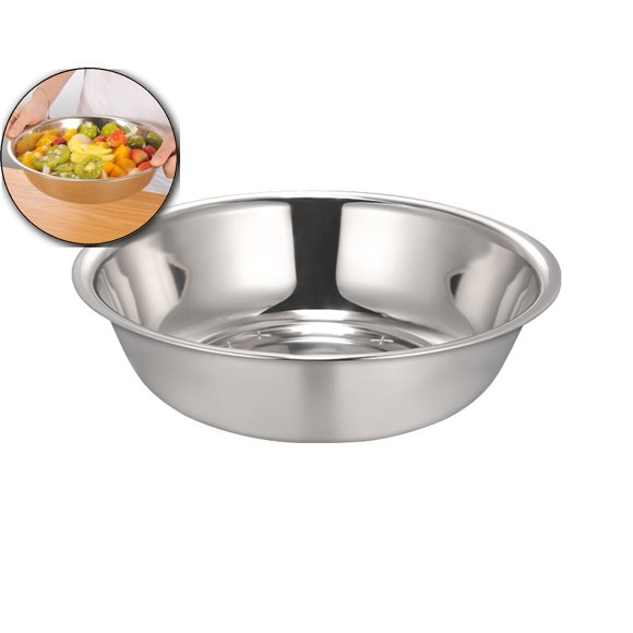 Dvruxg Large Capacity Stainless Steel Mixing Bowl for Dough Kneading and Food Prep, Flat Bottom, Silver, 11.4x11.4in