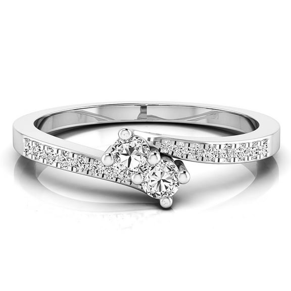 Dazzlingrock Collection 0.25 Carat (ctw) 14K Round Diamond Ladies Two Stone Engagement Ring 1/4 CT, White Gold, Size 7