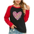 thumbnail image 1 of VALMASS Chandails Surdimensionnés de la Saint-Valentin pour Femmes Manches Raglan Col Rond Hauts Décontractés Amples Imprimés Blouses (S, Noir-I), 1 of 5