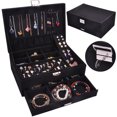thumbnail image 2 of Seitruly Caja de almacenamiento de joyas, collares, pendientes, anillos, pulseras, brazaletes, organizador, estuche para el hogar, dormitorio, soporte de Bolsas de maquillaje Negro Seitruly CE015115-04, 2 of 6